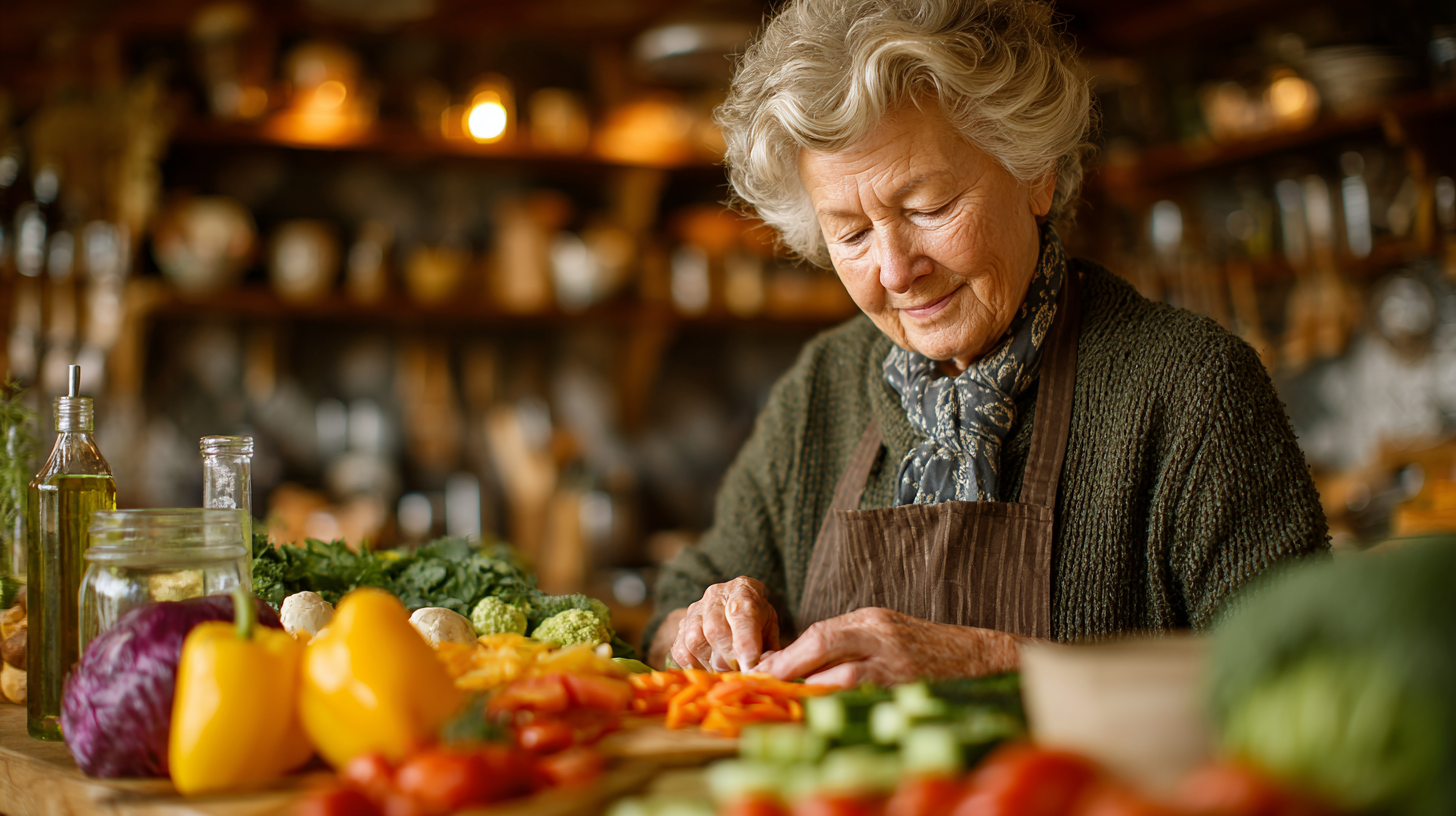 Seniori fericiți la masa de prânz